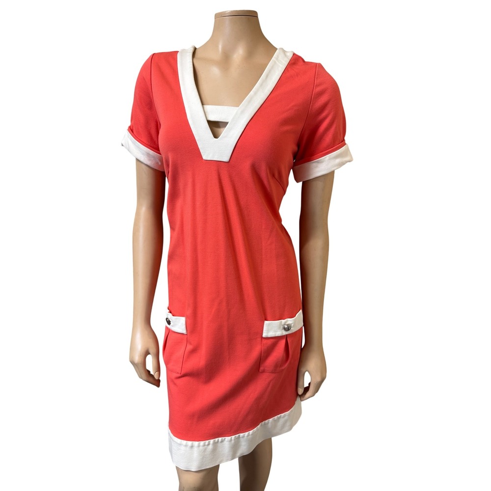 Lilly Pulitzer Dress 6 Sanibel‎ Colorblock Sunset Orange Mini Mod Shift Pockets